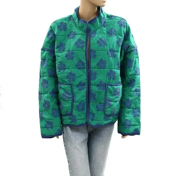 Free People Chloe Jacket Top Floral Print Quilted Dolman Long Sleeve XL 285679 - Picture 5 of 9